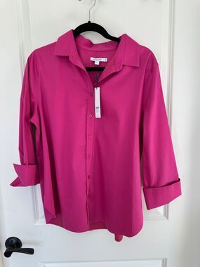 Chico's No-Iron Button-Down Blouse Crushed Berries Chico’s 2 (Large / US 12) NWT